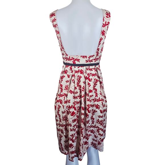 Hoss Intropia Novelity Red Maple Leaves Women's Business Casual Dress 38 - US 6 - Picture 3 of 6